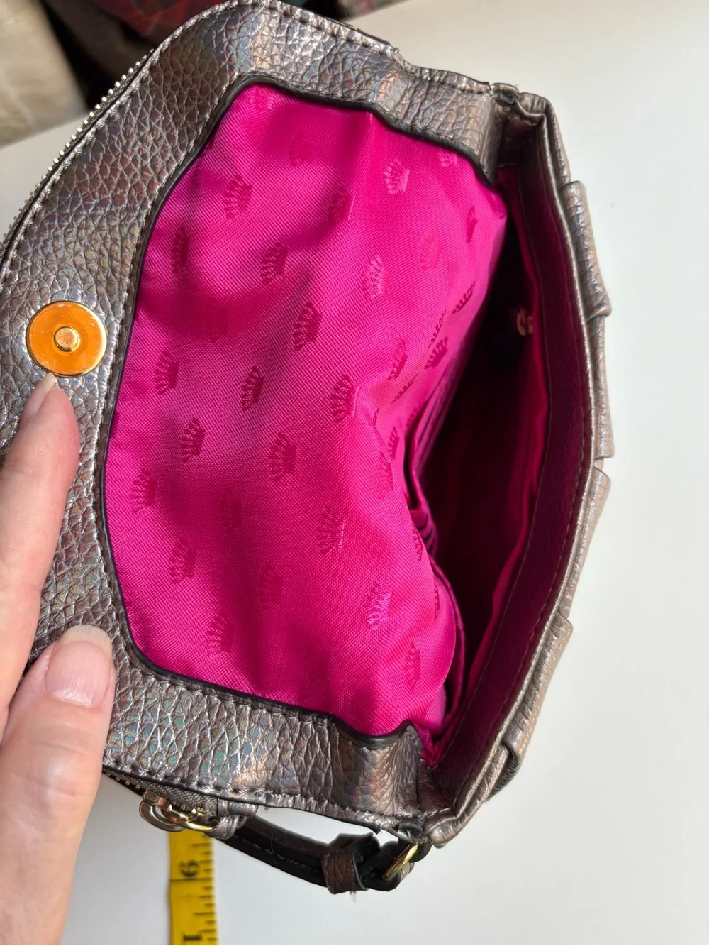 Juicy Couture Iridescent Grey/Brown Wristlet Clutch